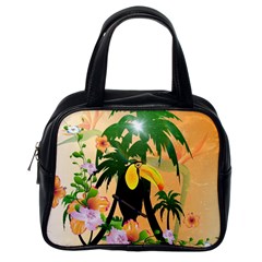 Cute Toucan With Palm And Flowers Classic Handbags (one Side) by FantasyWorld7