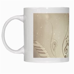 Music, Piano With Clef On Soft Background White Mugs by FantasyWorld7