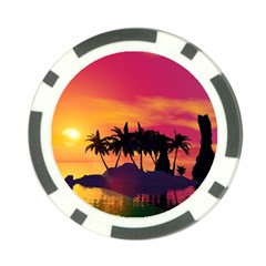 Wonderful Sunset Over The Island Poker Chip Card Guards by FantasyWorld7