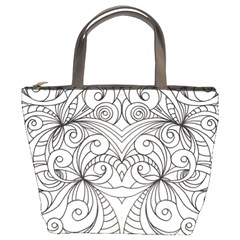 Drawing Floral Doodle 1 Bucket Bags by MedusArt