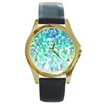 Mosaic Sparkley 1 Round Gold Metal Watches Front