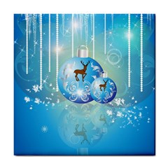 Wonderful Christmas Ball With Reindeer And Snowflakes Tile Coasters by FantasyWorld7