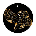 Beautiful Elephant Made Of Golden Floral Elements Round Ornament (Two Sides)  Back