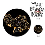 Beautiful Elephant Made Of Golden Floral Elements Multi-purpose Cards (Round)  Back 1