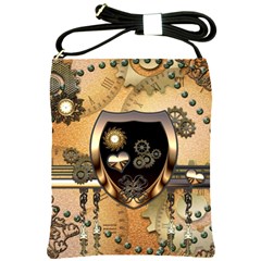 Steampunk, Shield With Hearts Shoulder Sling Bags by FantasyWorld7