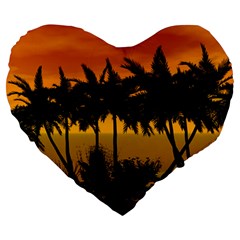 Sunset Over The Beach Large 19  Premium Heart Shape Cushions by FantasyWorld7