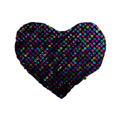 Polka Dot Sparkley Jewels 2 Standard 16  Premium Flano Heart Shape Cushions by MedusArt