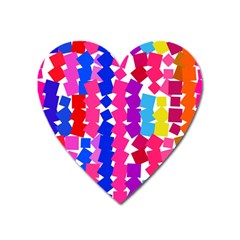 Colorful Squares Magnet (heart) by LalyLauraFLM