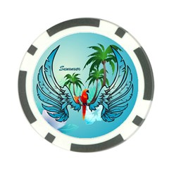 Summer Design With Cute Parrot And Palms Poker Chip Card Guards (10 Pack) 