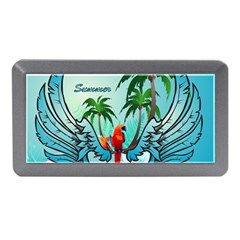 Summer Design With Cute Parrot And Palms Memory Card Reader (mini) by FantasyWorld7