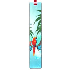Summer Design With Cute Parrot And Palms Large Book Marks