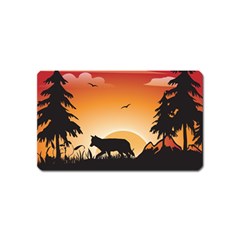 The Lonely Wolf In The Sunset Magnet (name Card)