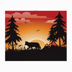 The Lonely Wolf In The Sunset Small Glasses Cloth