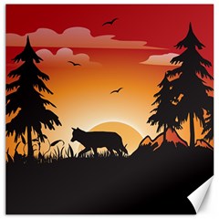 The Lonely Wolf In The Sunset Canvas 20  X 20   by FantasyWorld7
