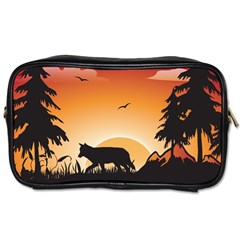 The Lonely Wolf In The Sunset Toiletries Bags 2-side