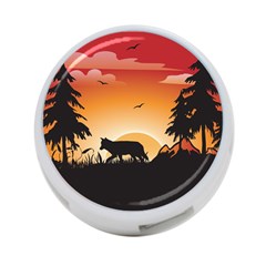 The Lonely Wolf In The Sunset 4-port Usb Hub (one Side) by FantasyWorld7