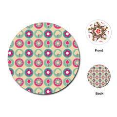Chic Floral Pattern Playing Cards (round)  by GardenOfOphir