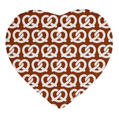 Brown Pretzel Illustrations Pattern Ornament (heart)  by GardenOfOphir