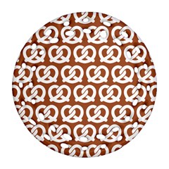 Brown Pretzel Illustrations Pattern Ornament (round Filigree)  by GardenOfOphir