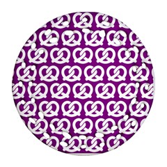 Purple Pretzel Illustrations Pattern Round Filigree Ornament (2side) by GardenOfOphir