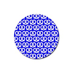 Blue Pretzel Illustrations Pattern Rubber Coaster (round)  by GardenOfOphir