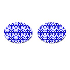 Blue Pretzel Illustrations Pattern Cufflinks (oval) by GardenOfOphir
