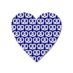 Navy Pretzel Illustrations Pattern Heart Magnet by GardenOfOphir