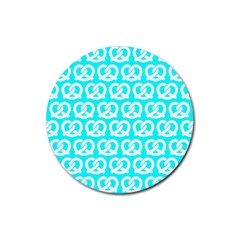 Aqua Pretzel Illustrations Pattern Rubber Round Coaster (4 Pack)  by GardenOfOphir