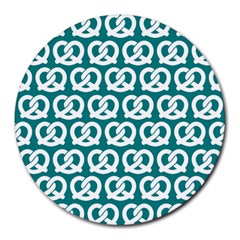 Teal Pretzel Illustrations Pattern Round Mousepads by GardenOfOphir