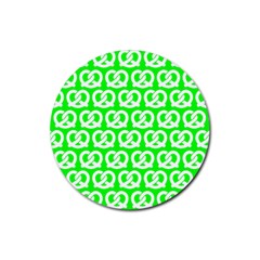 Neon Green Pretzel Illustrations Pattern Rubber Coaster (round)  by GardenOfOphir