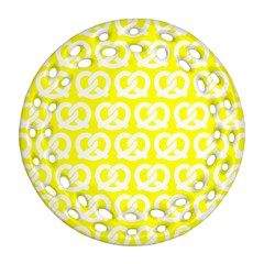 Yellow Pretzel Illustrations Pattern Round Filigree Ornament (2side) by GardenOfOphir