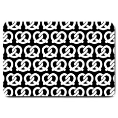 Black And White Pretzel Illustrations Pattern Large Doormat  by GardenOfOphir