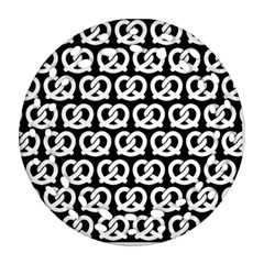 Black And White Pretzel Illustrations Pattern Round Filigree Ornament (2side) by GardenOfOphir