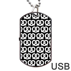 Black And White Pretzel Illustrations Pattern Dog Tag Usb Flash (two Sides)  by GardenOfOphir