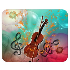 Violin With Violin Bow And Key Notes Double Sided Flano Blanket (medium)  by FantasyWorld7