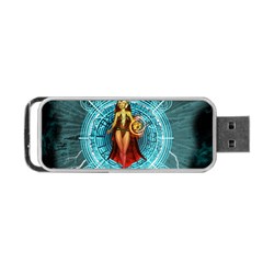 Beautiful Witch With Magical Background Portable Usb Flash (one Side) by FantasyWorld7