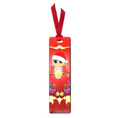 Funny, Cute Christmas Owl  With Christmas Hat Small Book Marks by FantasyWorld7