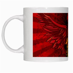 Lion With Flame And Wings In Yellow And Red White Mugs by FantasyWorld7