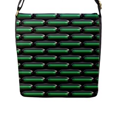 Green 3d Rectangles Pattern Flap Closure Messenger Bag (l) by LalyLauraFLM