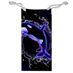 Orca With Glowing Line Jumping Out Of A Circle Mad Of Water Jewelry Bags by FantasyWorld7