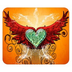 Beautiful Heart Made Of Diamond With Wings And Floral Elements Double Sided Flano Blanket (small)  by FantasyWorld7