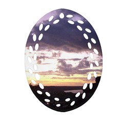  Sunset Over The Valley Oval Filigree Ornament (2-side) 