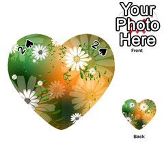 Beautiful Flowers With Leaves On Soft Background Playing Cards 54 (heart)  by FantasyWorld7