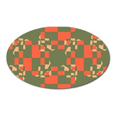 Green Orange Shapes Magnet (oval) by LalyLauraFLM