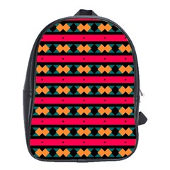 Rhombus And Stripes Pattern School Bag (xl) by LalyLauraFLM