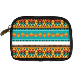 Tribal Design In Retro Colors Digital Camera Leather Case by LalyLauraFLM