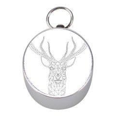 Modern Geometric Christmas Deer Illustration Mini Silver Compasses by Dushan