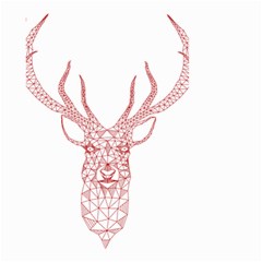 Modern Red Geometric Christmas Deer Illustration Small Garden Flag (two Sides) by Dushan