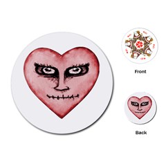 Angry Devil Heart Drawing Print Playing Cards (round) 