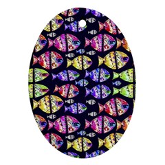 Colorful Fishes Pattern Design Ornament (oval) 